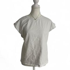 Alo Yoga White Oversized Short Sleeve Cut Out Cotton Tee Womens Size Medium